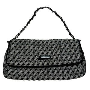 Talbots vintage 90s shoulder bag rectangle shaped navy silver